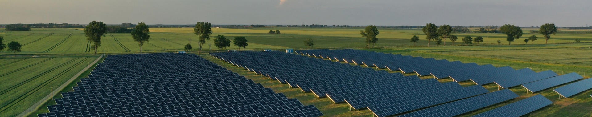 Aerial view of solar power station and solar energy panels 