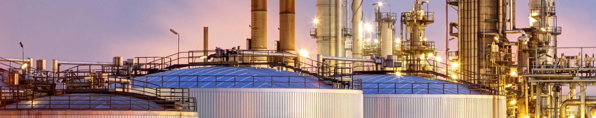 Oil refinery at dusk