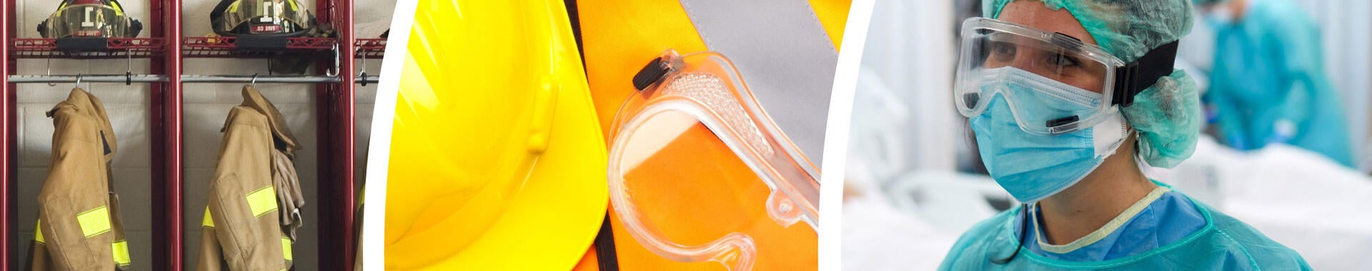 Three images of different types of PPE