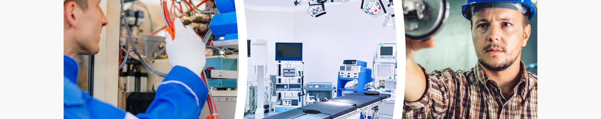 Collage of people and medical equipment