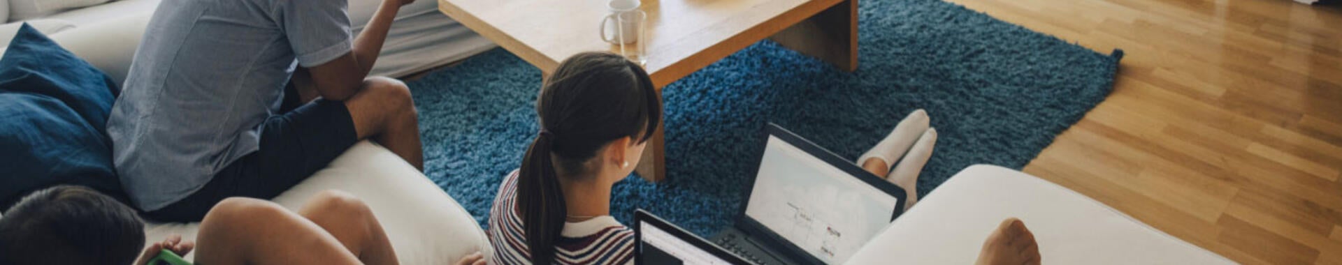 Family using a variety of wireless devices