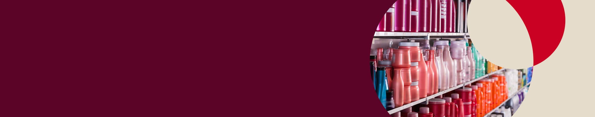 Personal care bottles lining shelves at a store