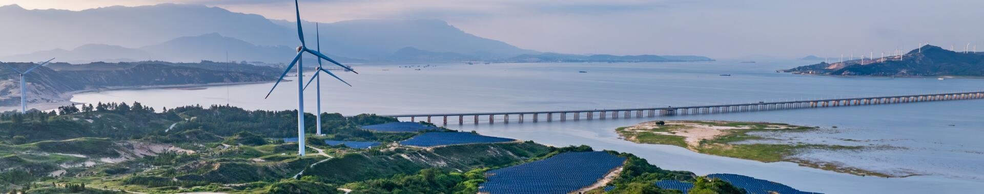 Windmill along shoreline