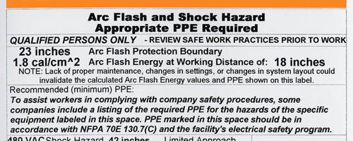 Arc Flash Warning Label