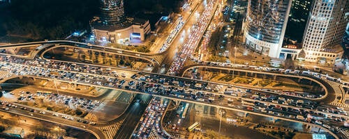 Aerial View of Traffic Jam, Beijing, China