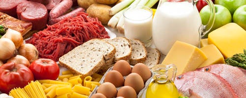 Various foods laid out