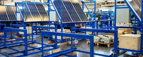 Interior of a fabrication and machining factory for PV