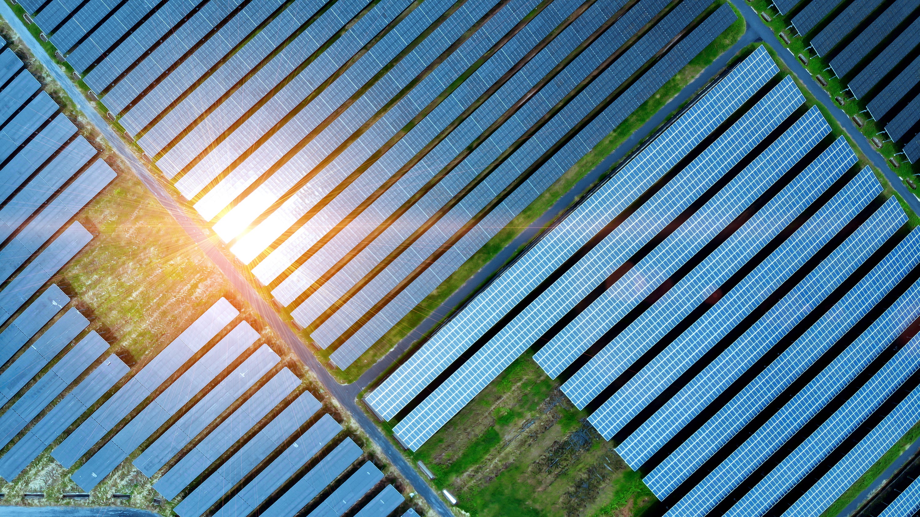 Aerial view of solar cell field
