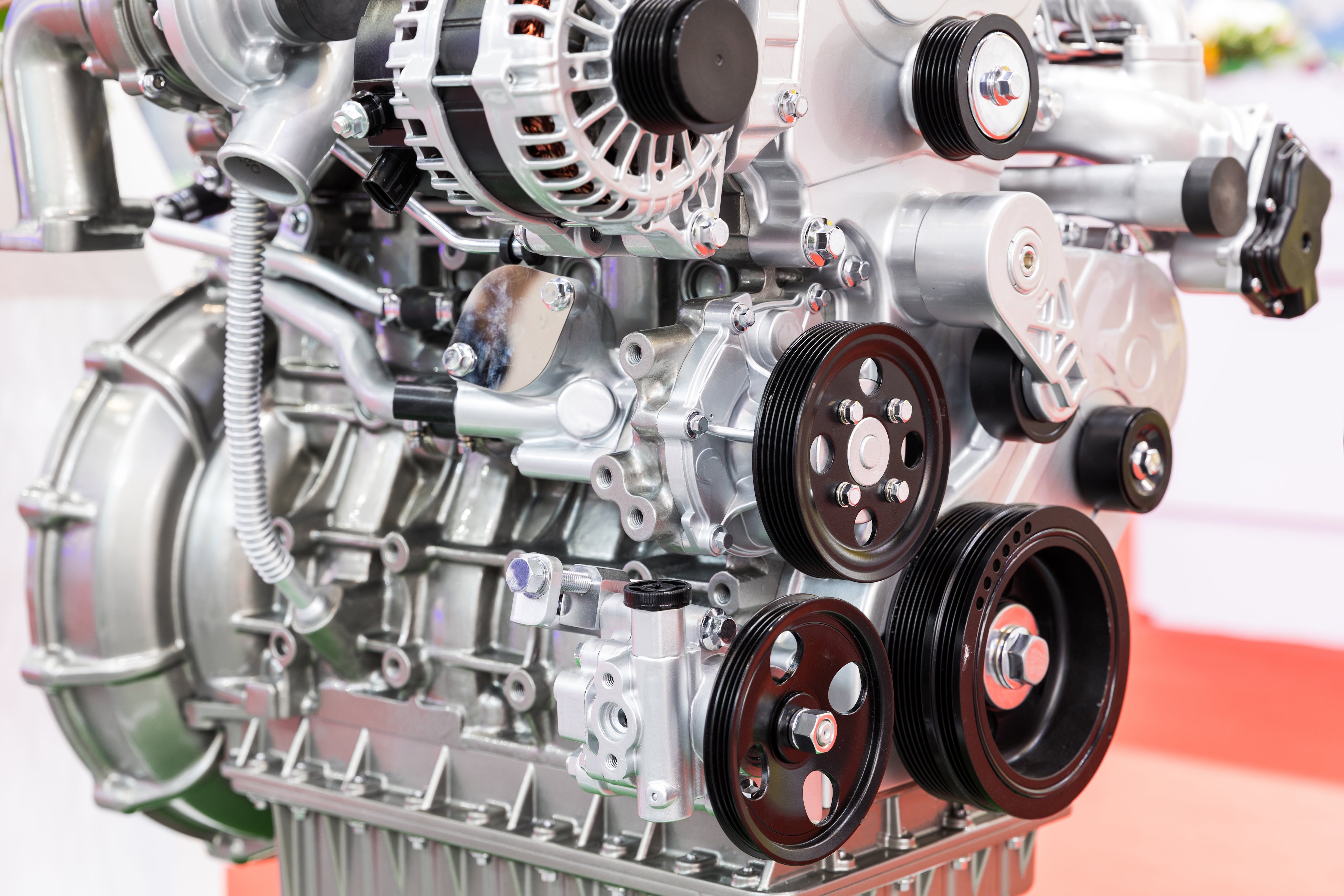 A close up of a car engine