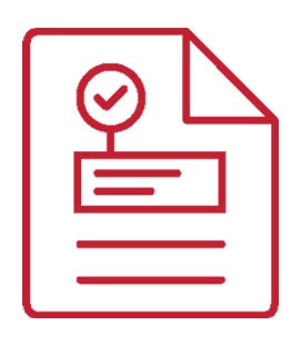 Icon of a document with a checkmark on it