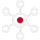Icon of a circle with six circles branching off of it
