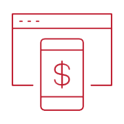 desktop with mobile phone with dollar sign on it icon