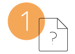 Icon of a 1 with a document with a question mark on it