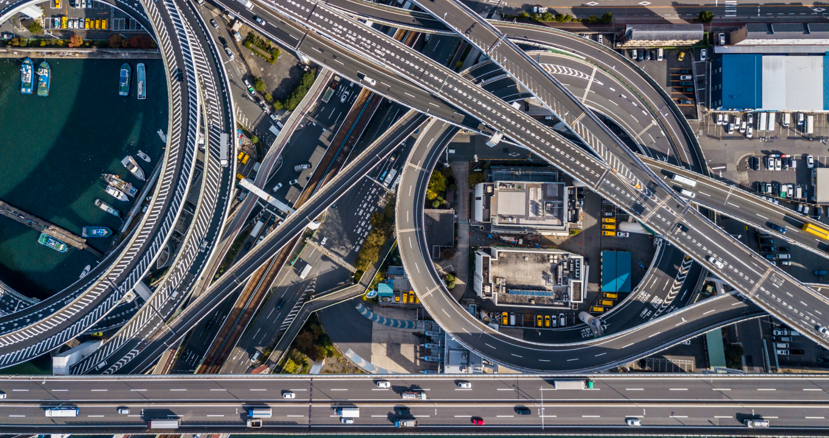 Top down view of a busy highway