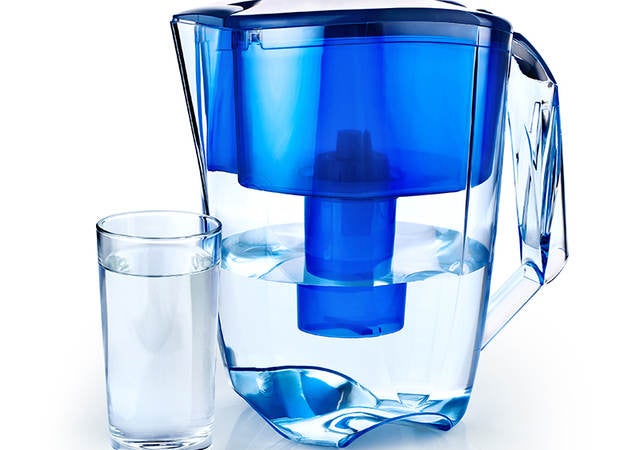 water filter jug and glass of water