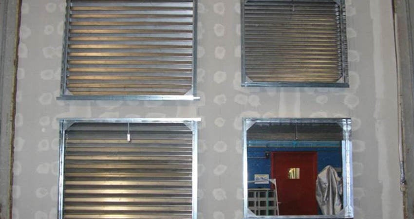 A fire resistant wall being tested in a facility.