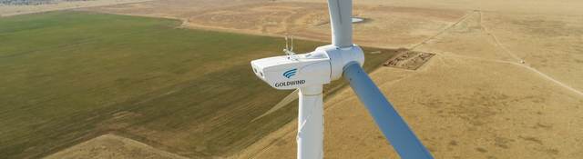 Drone footage of Goldwind turbine and the west Texas prairie