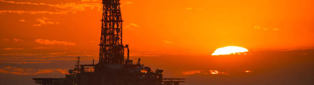 An offshore gas rig