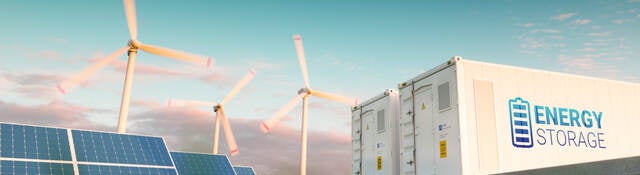 Energy storage system paired with wind and solar generation