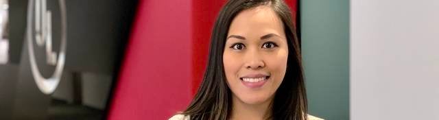 UL engineer Bea Toda poses in UL's Northbrook, Ill., lobby