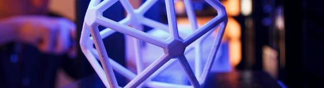 Image of 3D printed icosahedron (20-sided) polymer shape