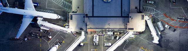 overhead view of an airport