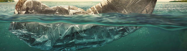 Plastic water bottles in water