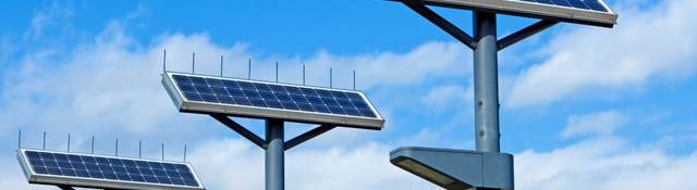 Solar lighting with blue sky in the background