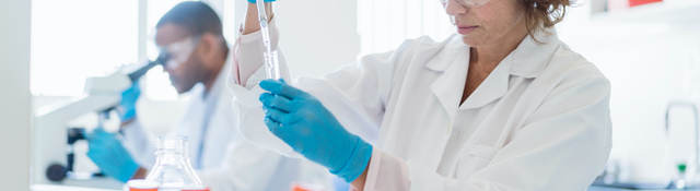 Chemist working on chemicals