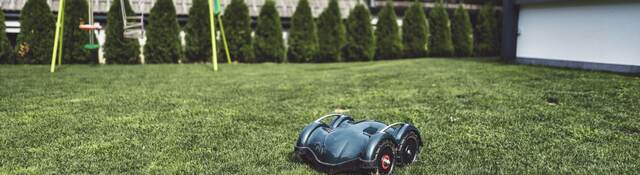 Aerial view of robotic lawn mower.