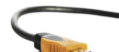 A close-up image of an HDMI cord. 
