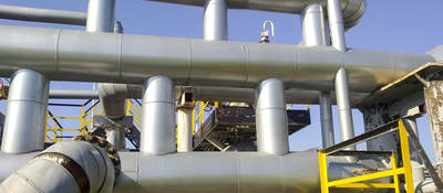 View of large oil pipes