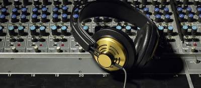 Headphones on an audio control board