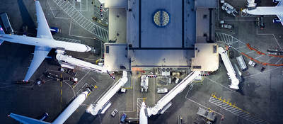 overhead view of an airport