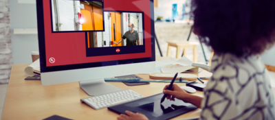 Woman working at a laptop