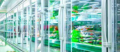 Commercial refrigerator aisle 