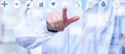 Medical professional using touch screen