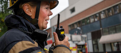 First responder with radio 