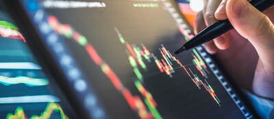 Analysis of stock chart for investment in stock market and finance business planning