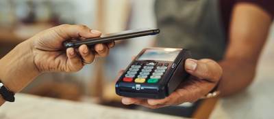 a mobile phone and a payment terminal