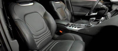 Leather seats for the interior of a black car