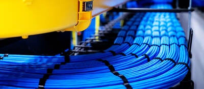 Blue network cable in Data Center