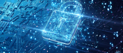 Futuristic security padlock and data protection
