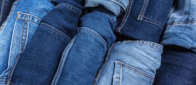 Row of denim jeans