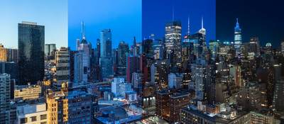 Day-to-night collage of a cityscape, representing circadian rhythms of the population.