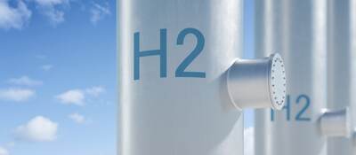 Hydrogen pipeline with blue sky background