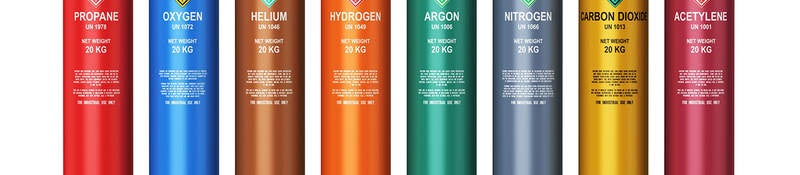 flammable refrigerants lined up in colorful row