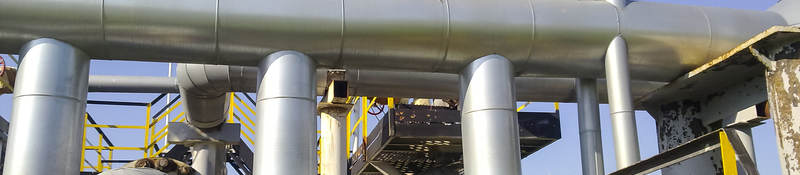 View of large oil pipes