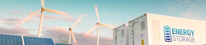 Energy storage system paired with wind and solar generation