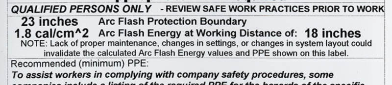 Arc Flash Warning Label
